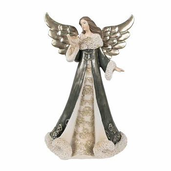 Dekorativní figurka anděla s ptáčkem Clayre & Eef 6PR3959GG