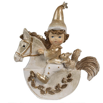 Dekorativní figurka skřítka na houpacím koníkovi Clayre & Eef 6PR4231