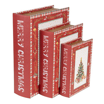 Sada tří úložných boxů BOOKS CHRISTMAS TREE Clayre & Eef 65755